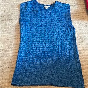 Blue Textured Sleeveless Top